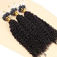 8A Grade Brazilian Remy Human Hair Natural Curly Micro Loop Ring Hair Extensions Wavy MicroLink Human Hair Extensions 1g/strand 100 strand Natural Color Micro Beads Fish Line 1Bundle-16inch