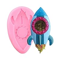 Rocket Spaceship Silicone Molds for Sugarcraft Cake Decorating Silicone Molds for DIY Cake Fondant Biscuit Cookies Soap Sugar Pudding Chocolate Hard Candies Dessert Candle Decor