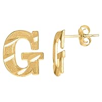 10k Yellow Gold Mens Initials Letter G Stud Earrings Jewelry for Men