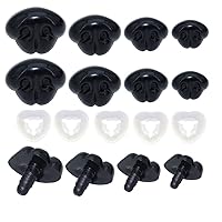 Bestartstore 1Box(40pcs) 4Size -16/19/23/27.5mm Black Plastic Safety Nose Craft Dog Nose with Washers for DIY of Puppet, Bear, Toy Doll Making Accessories