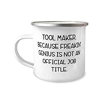 Cool Tool maker Gifts, Tool Maker. Because Freakin' Genius Is, Birthday Gifts, 12oz Camper Mug For Tool maker from Team Leader, Gift ideas, Tools, Present, Gift for him, Gift for her, DIY