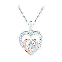 10kt Two-tone Gold Womens Round Diamond Twinkle Moving Heart Pendant 1/10 Cttw