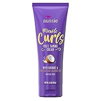 Aussie Miracle Curls Frizz Taming Cream 6.8 Ounce (Coconut & Jojoba Oil) (2 Pack)