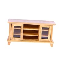 ERINGOGO Furniture Accessories Models Wood Tv Stand White Tv Stands Mini House Supplies White Cabinets Miniature Furniture Wooden Tv Cabinet Wooden Make up Mini House Double Door Doll House
