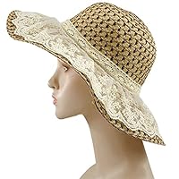 Parent-Child Weave Sunscreen capscreen Cap Hats for Women Ribbon Up Large Girl Straw Hat Outdoor Beach hat Summer Cap (Color : A, Size : Child 48-52CM)