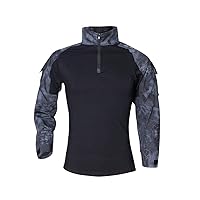 Mens Tactical Military Shirts 1/4 Zip Long Sleeve Shirt with Pockets Outdoor Mountain Climbing Fishing Sport Shirt