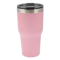 Double wall vacuum insulated, Stainless Steel Tumbler With Locking Lid,Durable Powder Coated, Cold Drink and Hot Beverage,PINK,30OZ,803-128