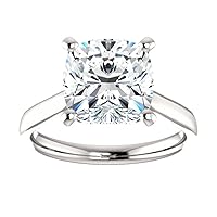 Siyaa Gems 3.50 CT Cushion Cut Colorless Moissanite Engagement Ring Wedding Birdal Ring Diamond Ring Anniversary Solitaire Halo Promise Antique Gold Silver Ring Gift