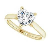 925 Silver, 10K/14K/18K Solid Gold Moissanite Engagement Ring,1.0 CT Heart Cut Handmade Solitaire Ring, Diamond Wedding Ring for Women/Her Anniversary Ring, Birthday Gift,VVS1 Colorless Ring