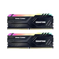 【DDR4 RAM】 GIGASTONE Black RGB Game Turbo Desktop RAM 16GB (2x8GB) DDR4 RAM 16GB DDR4-3200MHz PC4-25600 CL16 1.35V 288 Pin Unbuffered Non ECC UDIMM for PC Gaming Desktop Memory (Desktop ONLY)