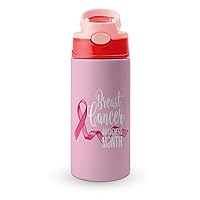 Breast Cancer Awareness Water Cup with Straw and Lid Travel Coffee Mug Stainless Steel Insulated Cup Reusable Thermos