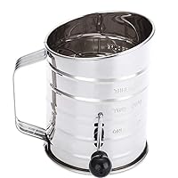 Hand-Crank Flour Sifter Stainless Steel 3 Cups Capacity 4-Wire Sugar Aerator/Grinder/Shaker Agitator Cakes,Pies,Pastries,Cupcakes Sifter for Home Use (1pc)
