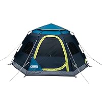 Coleman Camp Burst 4-Person Camping Tent, Umbrella-Style Pop-Up Tent with 45s Easy Setup, Dark Room Option Available, Tub Floor and Taped Seams Keep You Dry, 360° Views