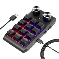 Multifunctional Macro Mechanical Keyboard With 12 Customizable Keys 2 Knobs - One-Handed RGB Gaming Keypad Programmable Ultra-Thin Mechanical Keyboard With 12 Programmable Keys And RGB Backlighting