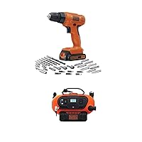 BLACK+DECKER LD120VA 20-Volt Max Lithium Drill/Driver with 30 Accessories and 20V Lithium Cordless Multi-Purpose Inflator (Tool Only)