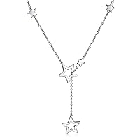 Bling Jewelry Astrology Celestial American USA Patriotic Open Lucky Stars Rock Star Dangling Lariat Y Necklace For Women Polished .925 Sterling Silver Adjustable