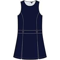 Tommy Hilfiger Girls Elastic Waist Sleeveless Classic Jumper Dress, Kids Uniform