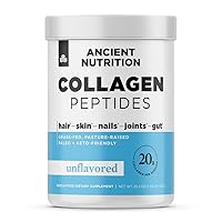 Ancient Nutrition Collagen Peptides, Collagen Peptides Powder, Supports Healthy Skin, Joints, Gut, Keto and Paleo Friendly, Unflavored, 25.4 Ounce