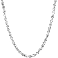 Savlano 925 Sterling Silver 4mm Solid Italian Rope Diamond Cut Twist Link Chain Necklace with Gift Box for Men & Women - Made in Italy