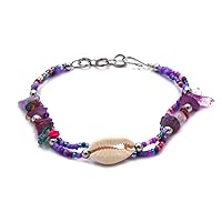 Natural Seashell Chip Stone Seed Beaded Multi Strand Bracelet - Womens Fashion Handmade Jewelry Boho Accessories