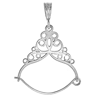 8 Designs Sterling Silver Charm Holder Pendants for Necklaces Women
