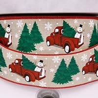 Ribbons Perfect Supplies for Vintage Truck Hauling Frosty w/Tree Christmas Ribbon 2 1/2