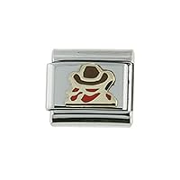 Stainless Steel 18k Gold Cowboy Hat Charm for Italian Charm Bracelets