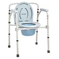 Bedside Commodes Chair, Bedside Commode Toilet Height Adjustable Portable Toilet 330 lb. Weight Capacity Commode Chair for Toilet with Arms and Padded Foldable Potty Chair for Adults, Blue