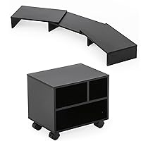 FITUEYES Wood Dual Monitor Stand & Under Desk Printer Cart, Black