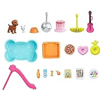 Replacement Parts for Barbie Doll Dreamhouse Playset - GRG93 ~ Replacement Pretend Dog Pool and Slide, Dog and Accessories, Cat, Guitar, Disco Ball, Chandelier and More!