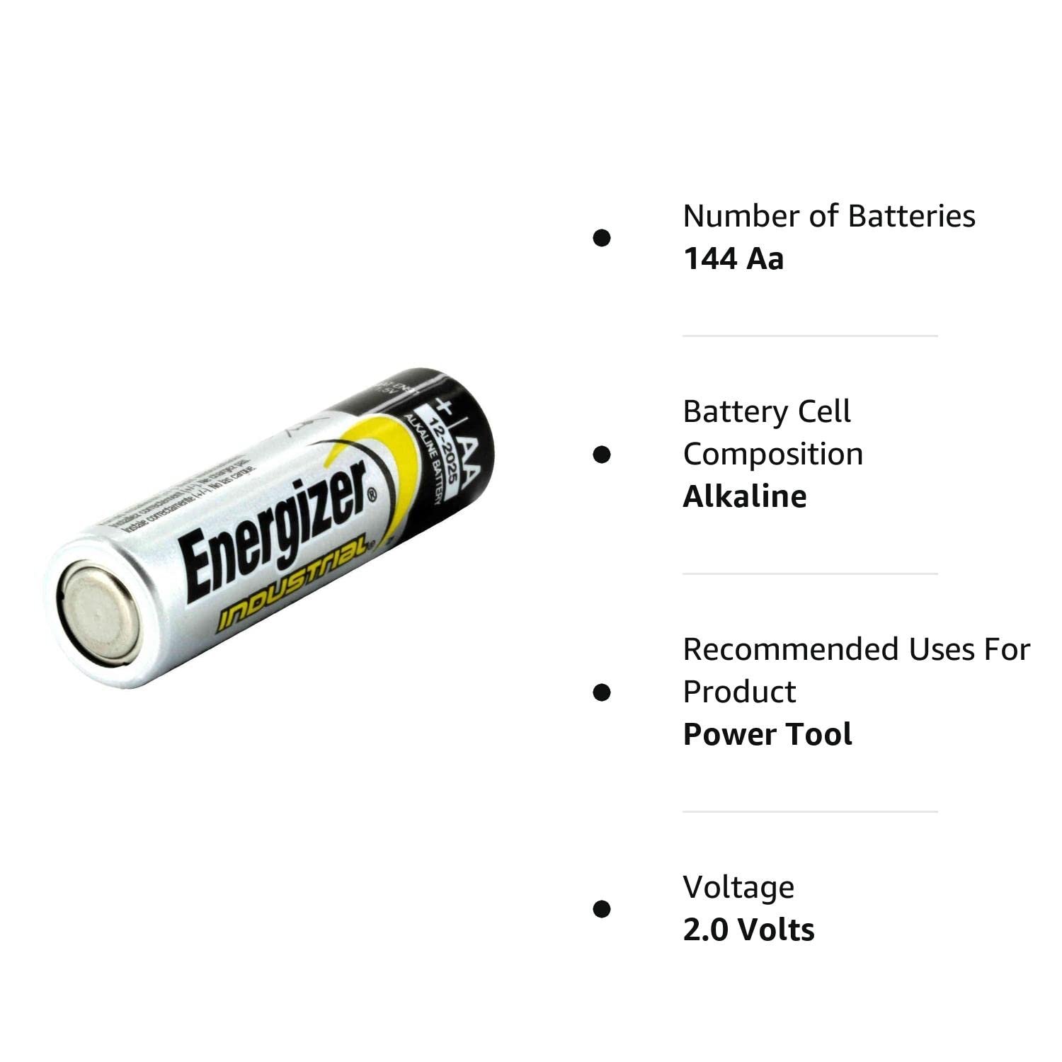 Energizer EN91 AA Industrial Alkaline 144 Batteries by Energizer