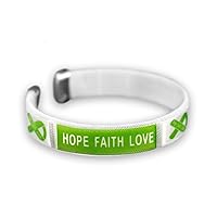 Fundraising For A Cause Liver Cancer Awareness Green Bangle Bracelet - Hope Faith Love - Adult Size