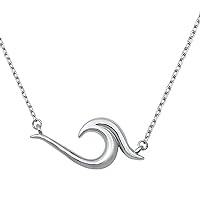 Created Wave Pendant Necklace 925 Sterling Silver 14K White Gold Over for Women's & Girl's
