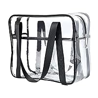 Clear Cosmetics Bag Transparent Tote Bag Thick PVC Zippered Toiletry Carry Pouch Waterproof Makeup Artist Large Bag Diaper Shoulder Bag Beach Bag