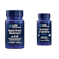 Life Extension Brain & Immune Support Bundle with Quick Brain Nootropic 30 Capsules and N-Acetyl-L-Cysteine Antioxidant 60 Capsules