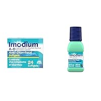 Imodium A-D Anti-Diarrheal Softgels with 2 mg Loperamide Hydrochloride per Capsule, 24 ct. & Liquid Anti-Diarrheal Medicine with Loperamide Hydrochloride, Mint Flavor, 8 fl. oz.