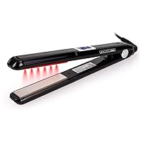 Professional Recovers Damaged Hair Tool with Ultrasonic Infrared Hair Care Iron, Cold Flat Iron Hair Treament Styler, LCD Display, Infrared Hair Straightener Ceramic Flat Iron (Black)