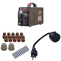 Lotos LT5000D Plasma Cutter, 50 Amp IGBT Inverter Air Plasma Cutter Machine & Plasma Cutter Consumables Sets (22 Pieces) & Pigtail Type 1, Convert 220V to 110V