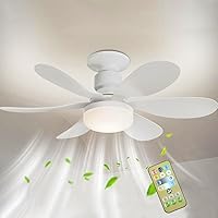 AVZYARDY Ceiling Fan with Lighting and Remote Control, Modern Ceiling Fan with 6 Blades and E26/27 Lamp, LED Dimmable Fan Lamp Ceiling Lamp Timer Lamp for Bedroom