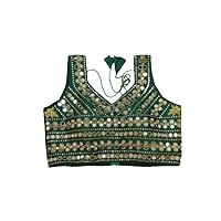 Aashita Creations Women's Phantom Silk Solid Sleeveless Blouse_Green Color_1103