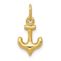 Saris and Things 14k Yellow Gold Solid Anchor Charm Pendant