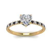 Choose Your Gemstone Heart Shape 14k YelloW Gold Plated Hidden Halo Petite Diamond CZ Ring Minimal Surprise Gifts for Ladies Wedding Jewelry Handmade Gifts for Wife : US Size 4 TO 12