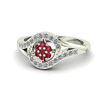 | 925 Sterling Silver Real Gemstone Round Flower Design Ring For Women (0.09 Ct, 1.5MM, 3.75 Grams, Gemstone Birthstone, Available 5,6,7,8,9)
