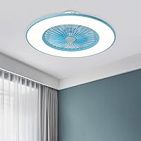 Ceilifan with Light and Remote Control Silent 3 Speeds Bedroom Led Fan Ceililight with Timer 40W Ultra-Thin Modern Liviroomt Ceilifan Lights/Blue