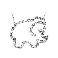 Diamond Stone Elephant Necklace in 14K Gold