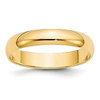 Jewels By Lux Solid 10k Yellow Gold 4mm Lightweight Half Round Wedding Ring Band Available in Sizes 5 to 7 (Band Width: 4 mm)