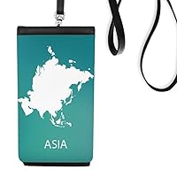 Asia Continent Outline Outline Map Phone Wallet Purse Hanging Mobile Pouch Black Pocket