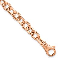 14k Gold 9mm Open Oval Solid Link Cable Chain Bracelet for Men or Women