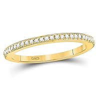 The Diamond Deal 10kt Yellow Gold Womens Round Diamond Single Row Stackable Band Ring 1/8 Cttw