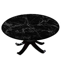 Marble Round Fitted Tablecloth, Marble Style Texture, Suitable for Restaurant Kitchen Parties, Fit for 28